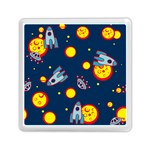 Rocket Ufo Moon Star Space Planet Blue Circle Memory Card Reader (Square)  Front