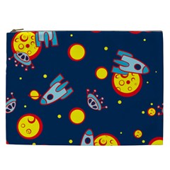 Rocket Ufo Moon Star Space Planet Blue Circle Cosmetic Bag (xxl)  by Mariart