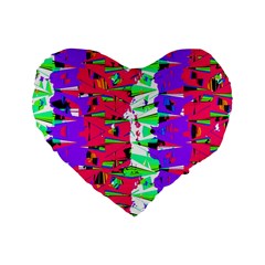 Colorful Glitch Pattern Design Standard 16  Premium Heart Shape Cushions by dflcprints