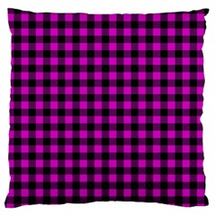 Lumberjack Fabric Pattern Pink Black Large Cushion Case (one Side) by EDDArt