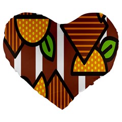 Chocolate Lime Brown Circle Line Plaid Polka Dot Orange Green White Large 19  Premium Flano Heart Shape Cushions by Mariart