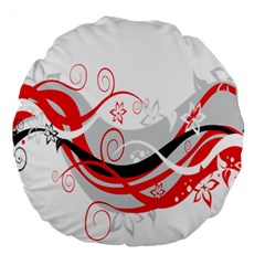 Flower Floral Star Red Wave Large 18  Premium Round Cushions by Mariart
