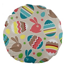 Easter Rabbit Bunny Rainbow Large 18  Premium Round Cushions by Mariart