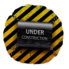 Under Construction Sign Iron Line Black Yellow Cross Large 18  Premium Round Cushions by Mariart