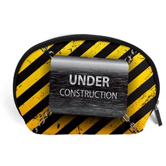 Under Construction Sign Iron Line Black Yellow Cross Accessory Pouches (large)  by Mariart