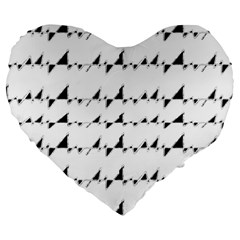 Black And White Wavy Stripes Pattern Large 19  Premium Flano Heart Shape Cushions by dflcprints