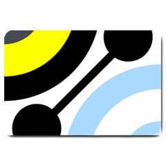 Circle Line Chevron Wave Black Blue Yellow Gray White Large Doormat  by Mariart