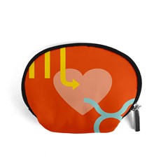 Illustrated Zodiac Love Heart Orange Yellow Blue Accessory Pouches (small)  by Mariart