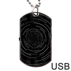 Abstract Black White Geometric Arcs Triangles Wicker Structural Texture Hole Circle Dog Tag Usb Flash (one Side) by Mariart