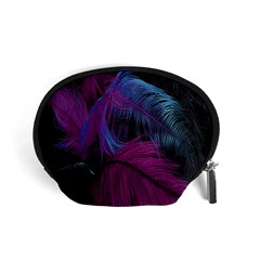 Feathers Quill Pink Black Blue Accessory Pouches (small)  by Mariart