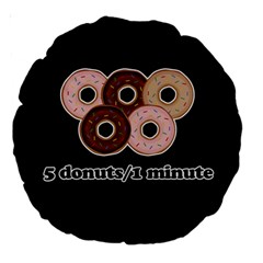 Five Donuts In One Minute  Large 18  Premium Round Cushions by Valentinaart