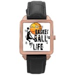 Basketball is my life Rose Gold Leather Watch  Front