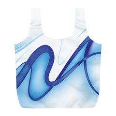 Glittering Abstract Lines Blue Wave Chefron Full Print Recycle Bags (l)  by Mariart