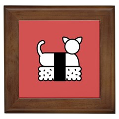 Sushi Cat Japanese Food Framed Tiles by Mariart