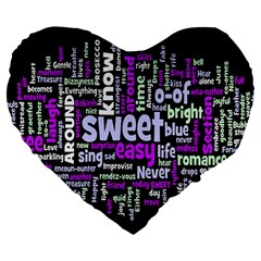 Writing Color Rainbow Sweer Love Large 19  Premium Heart Shape Cushions by Mariart