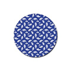 Birds Silhouette Pattern Rubber Coaster (round)  by dflcprintsclothing
