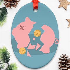 Coins Pink Coins Piggy Bank Dollars Money Tubes Ornament (oval) by Mariart