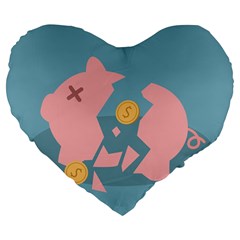 Coins Pink Coins Piggy Bank Dollars Money Tubes Large 19  Premium Flano Heart Shape Cushions by Mariart