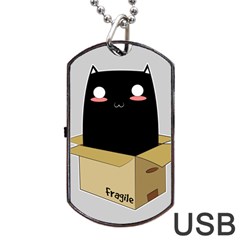 Black Cat In A Box Dog Tag Usb Flash (one Side) by Catifornia