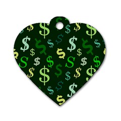 Money Us Dollar Green Dog Tag Heart (one Side) by Mariart