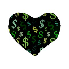 Money Us Dollar Green Standard 16  Premium Heart Shape Cushions by Mariart