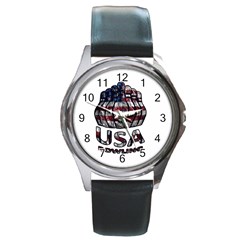 Usa Bowling  Round Metal Watch by Valentinaart