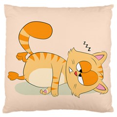 Even Cat Hates Monday Large Flano Cushion Case (two Sides) by Catifornia