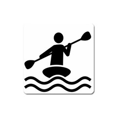 Cropped Kayak Graphic Race Paddle Black Water Sea Wave Beach Square Magnet by Mariart