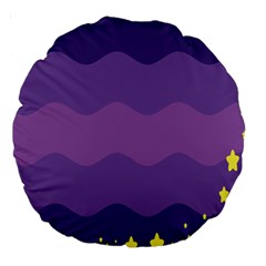 Glimragender Flags Wave Waves Chevron Purple Blue Star Yellow Space Large 18  Premium Round Cushions by Mariart