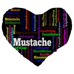 Mustache Large 19  Premium Flano Heart Shape Cushions by Mariart