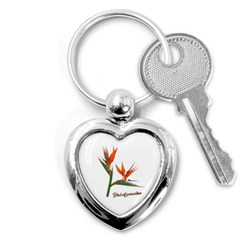 Bird Of Paradise Key Chains (heart)  by Valentinaart