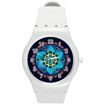 Abstract Mechanical Object Round Plastic Sport Watch (M) Front