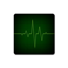 Heart Rate Green Line Light Healty Square Magnet by Mariart