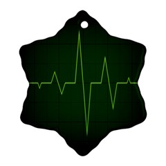 Heart Rate Green Line Light Healty Snowflake Ornament (two Sides) by Mariart