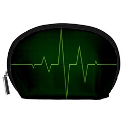 Heart Rate Green Line Light Healty Accessory Pouches (large)  by Mariart