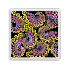 Spiral Floral Fractal Flower Star Sunflower Purple Yellow Memory Card Reader (square)  by Mariart
