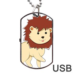 Happy Cartoon Baby Lion Dog Tag Usb Flash (one Side) by Catifornia