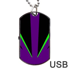 Rays Light Chevron Purple Green Black Line Dog Tag Usb Flash (one Side) by Mariart
