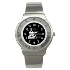 Eat, Sleep, Meditate, Repeat  Stainless Steel Watch by Valentinaart
