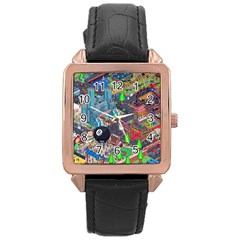Pixel Art City Rose Gold Leather Watch  by BangZart