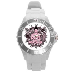 Ornate Buddha Round Plastic Sport Watch (l) by Valentinaart