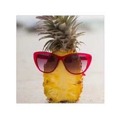 Pineapple With Sunglasses Small Satin Scarf (square) by LimeGreenFlamingo