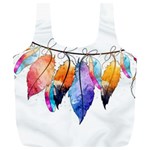 Watercolor Feathers Full Print Recycle Bags (L)  Back