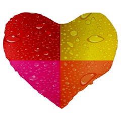 Color Abstract Drops Large 19  Premium Flano Heart Shape Cushions by BangZart