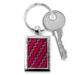 Red Turquoise Black Zig Zag Background Key Chains (rectangle)  by BangZart