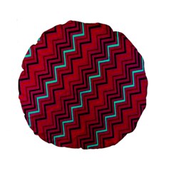 Red Turquoise Black Zig Zag Background Standard 15  Premium Round Cushions by BangZart