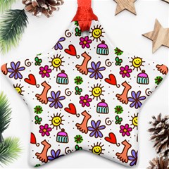 Cute Doodle Wallpaper Pattern Star Ornament (two Sides) by BangZart