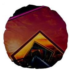 The Rainbow Bridge Of A Thousand Fractal Colors Large 18  Premium Flano Round Cushions by jayaprime