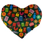 Presents Gifts Background Colorful Large 19  Premium Flano Heart Shape Cushions Front