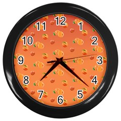 Peach Fruit Pattern Wall Clocks (black) by paulaoliveiradesign